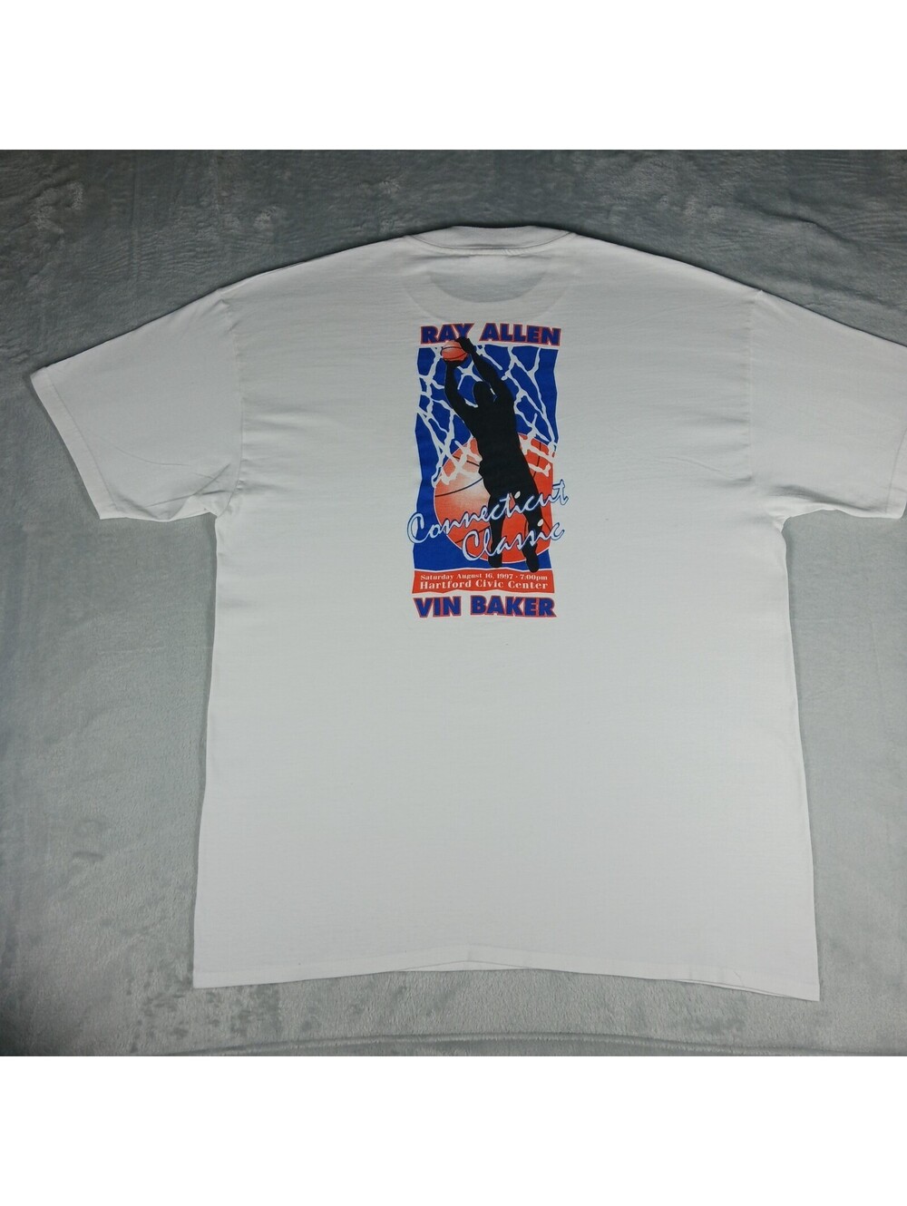 Vintage NBA T Shirt Vin Baker Ray Allen Basketball Camp 1997 Size XL Rare Shirt